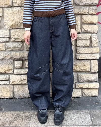 (Unisex) Dart Balloon Denim Pants