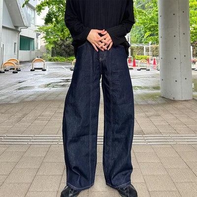 Curved stitch denim
