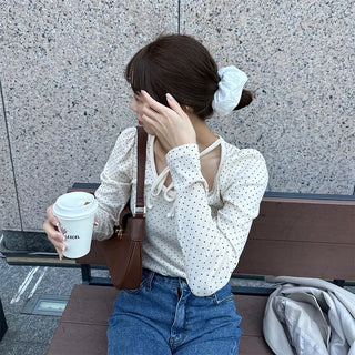 Dot Puff Slim Long T-Shirt