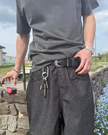 Western wide leather belt