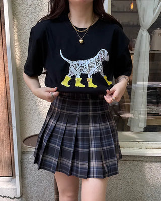 Rain boot puffy print half-sleeve T-shirt
