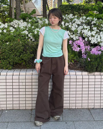 Wide bootcut cotton pants