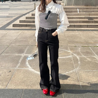 Center bootcut denim pants