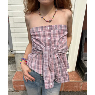 Checkered shirt top