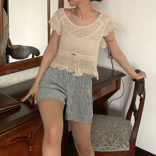 Perforated Short-Sleeve Knit