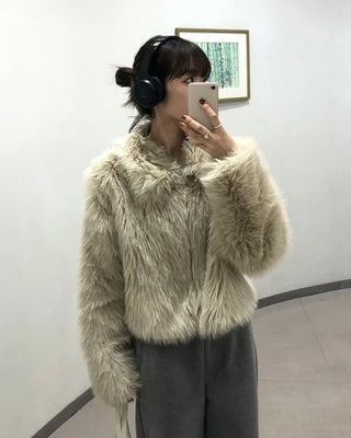 Crop fur jacket