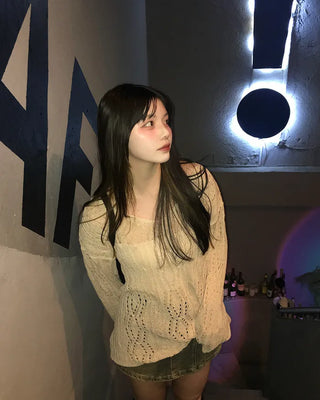 See-through perforated knit