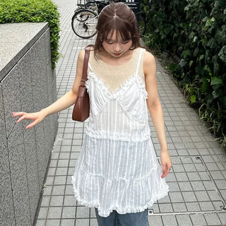 Frilled sleeveless mini dress