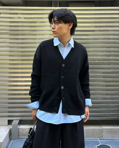 V-neck knit cardigan