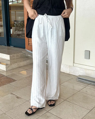Linen banding striped pants