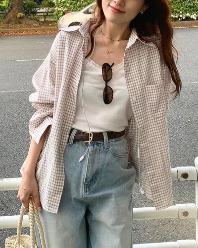 Oversized check shirt
