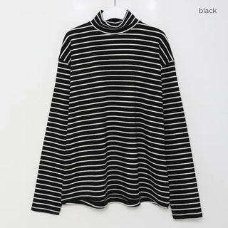 Half-neck striped T-shirt