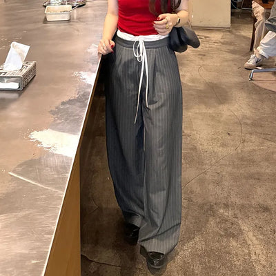 Striped wide-fit pants