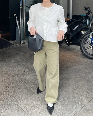 Cotton wide-fit pants