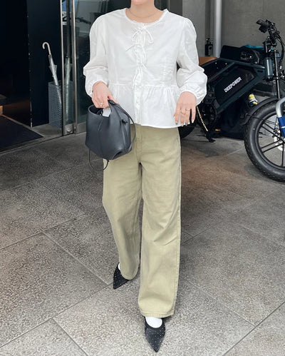 Cotton wide-fit pants