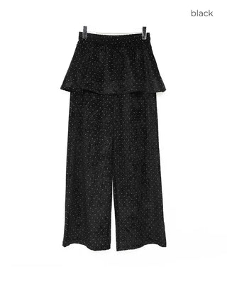 Polka dot flared skirt pants