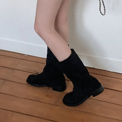 Suede mid-calf boots