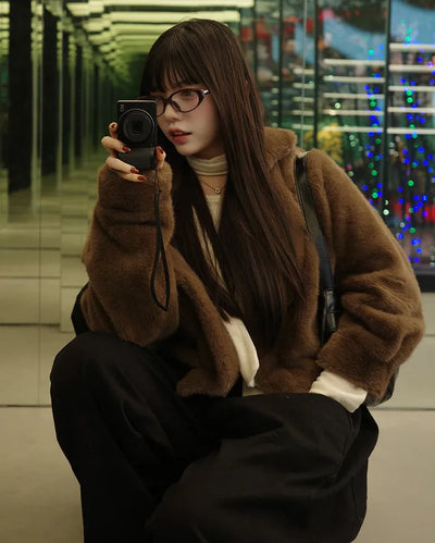 Oversized fur jacket