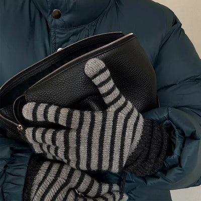 Striped long gloves