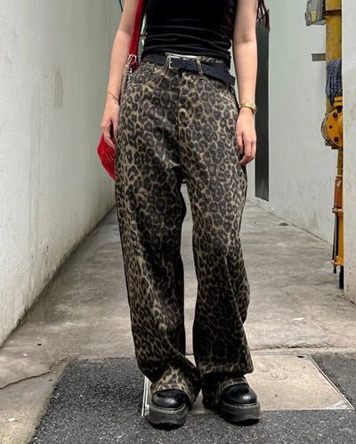 Leopard print cotton pants