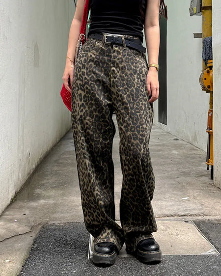 Leopard print cotton pants