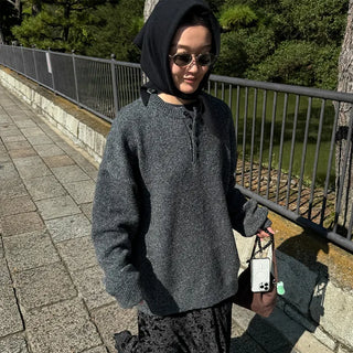 Simple Henley Neck Knit