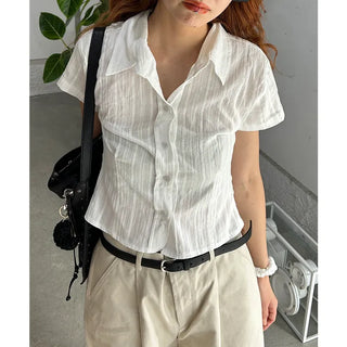 Cropped Line Half Sleeve Shirt