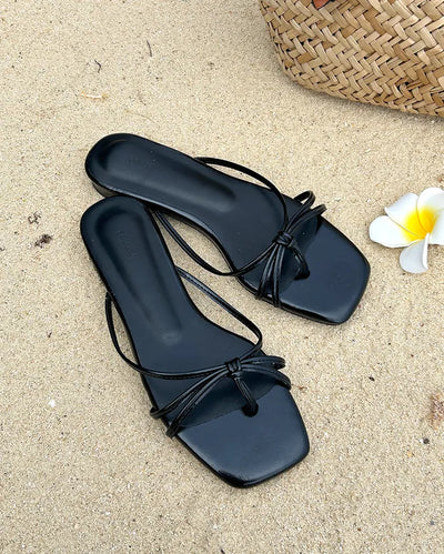 Strap Square Toe Slippers