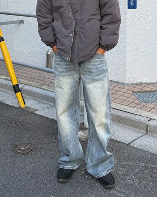 Brushed wide-leg denim