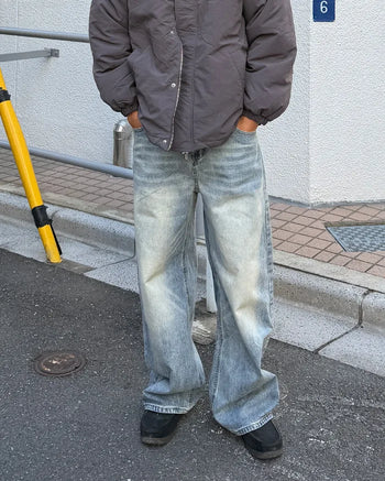 Brushed wide-leg denim
