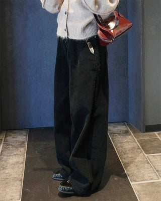 Wide corduroy long pants