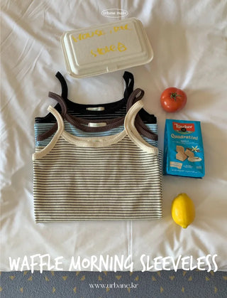 Waffle stripe sleeveless top (3c)