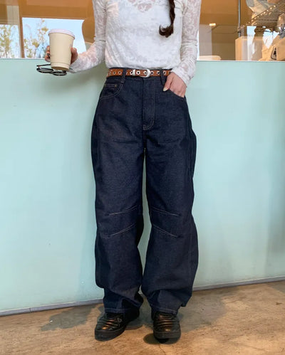 Slit denim pants