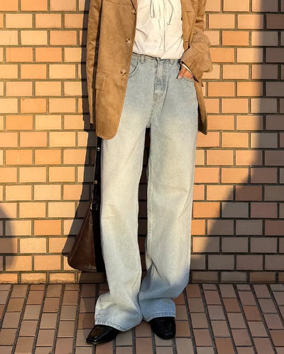Washed oversized denim pants