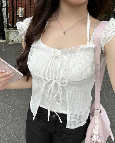 Sheer floral layered blouse