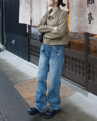 Straight denim pants