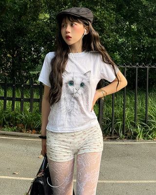 Cat print T-shirt