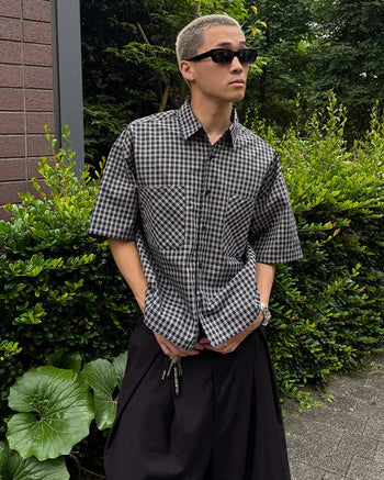 Checked cropped overshirt