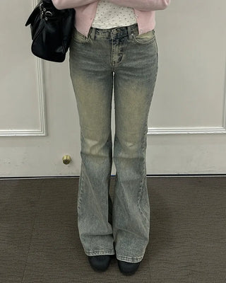 Bootcut washed denim pants