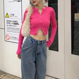 Rib-knit zip-up