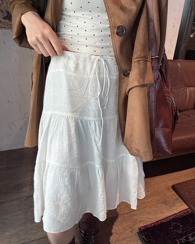 String Gathered Midi Skirt