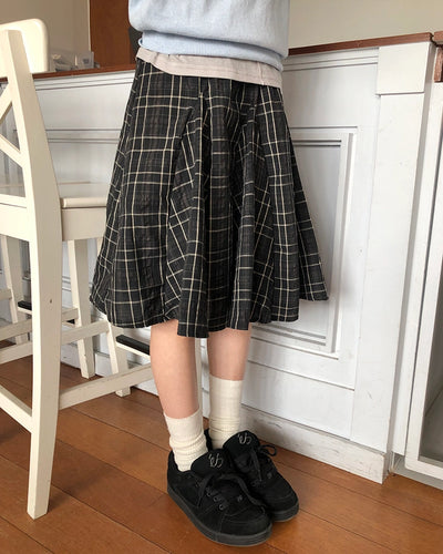 Checkered midi skirt