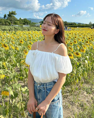 Pearl puff blouse