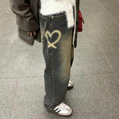 Heart Deep Wash Denim Pants