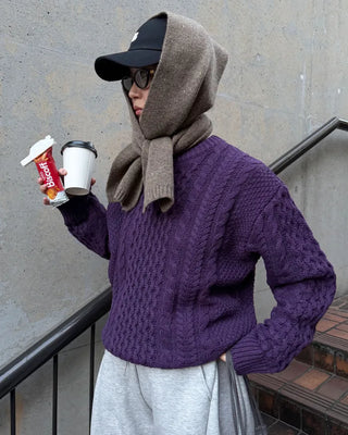 Wool color cable knit