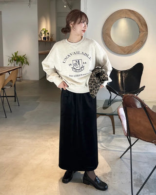Velvet long skirt