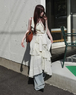 Polka Dot Tiered Camisole Long Dress