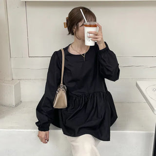 Cotton peplum blouse