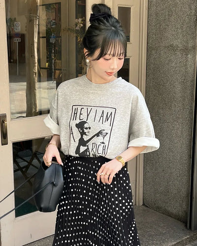 Girl print oversized short-sleeved t-shirt