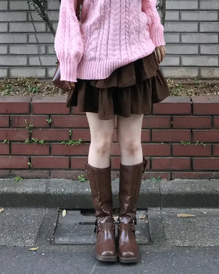 Corduroy tiered mini skirt